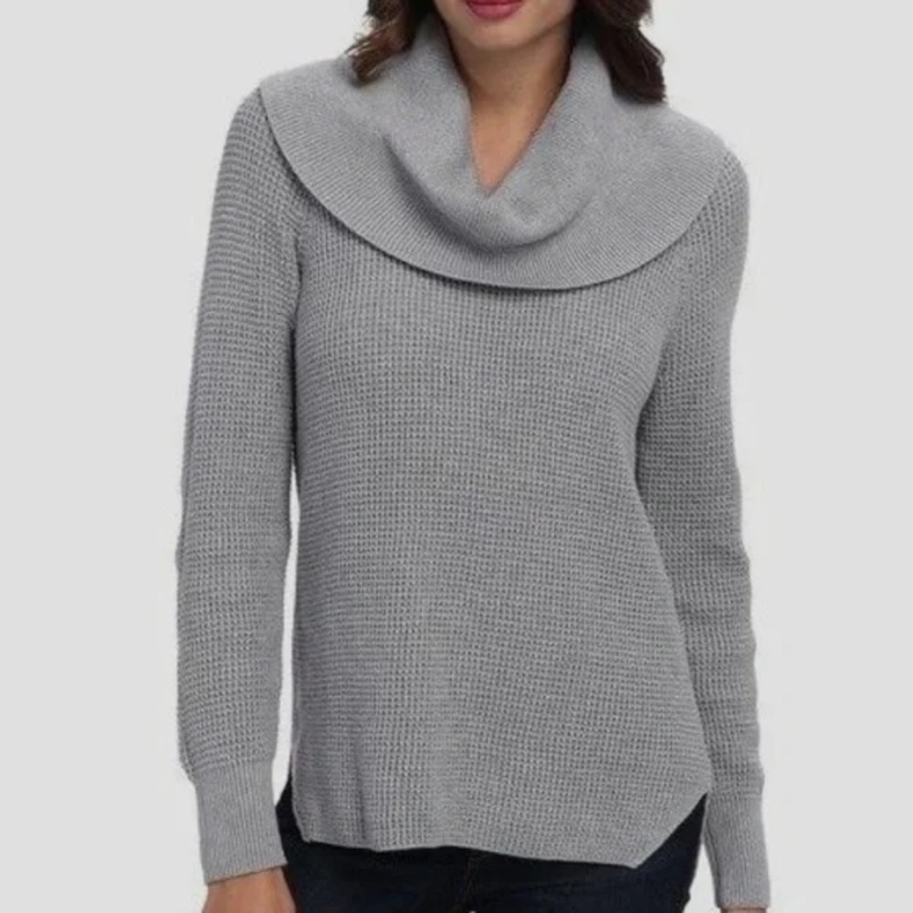 Michael Kors Light Gray Cowl Neck Waffle Knit Sweater
